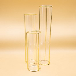 Triple vase verre et métal