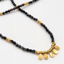 Collier Miyuki noir / doré